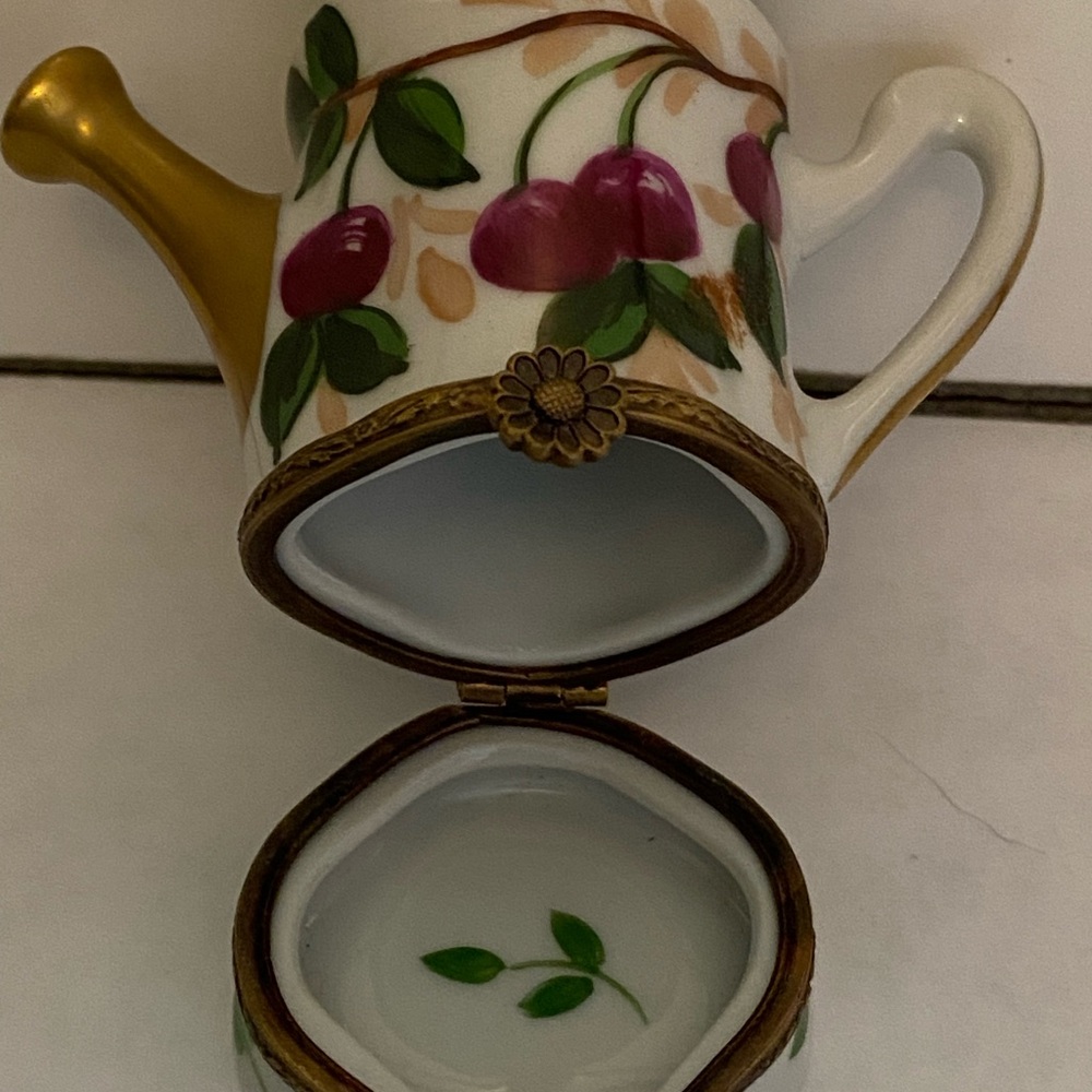Watering Can with Cherries Limoges Box